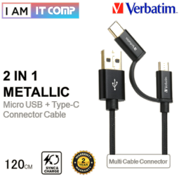 VERBATIM AC - 2 in 1 TYPE-C & MICRO USB to USB CABLE (Black)