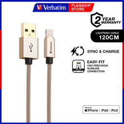 VERBATIM AC - LIGHTNING CABLE (120cm - Gold ) - Step-up Charge & Sync