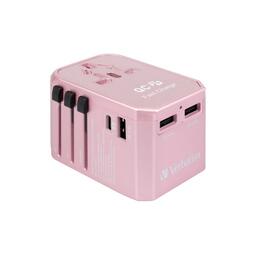 VERBATIM AC - UNIVERSAL PORTABLE ADAPTOR (PD 29W, 3 USB) - Rose Gold