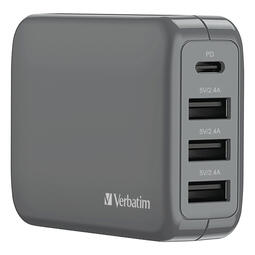 VERBATIM AC - UNIVERSAL POWER CHAGER (PD 30W & 3 USB) - Grey