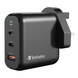 VERBATIM AC - USB Charger 65W 3-Ports GaN - Black